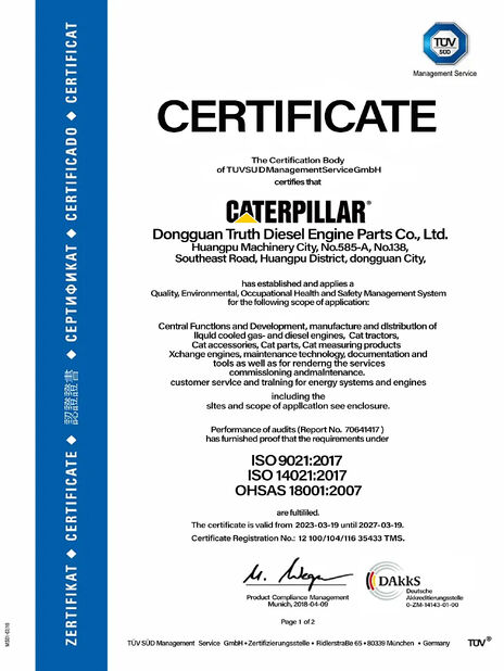 China Dongguan Truth Diesel Engine Parts Co., Ltd. certificaciones