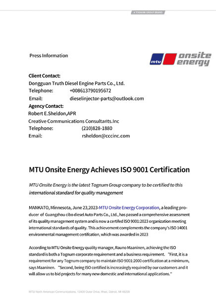 China Dongguan Truth Diesel Engine Parts Co., Ltd. certificaciones